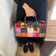 画像をギャラリービューアに読み込む, スネークレザーパッチワークハンドバッグ