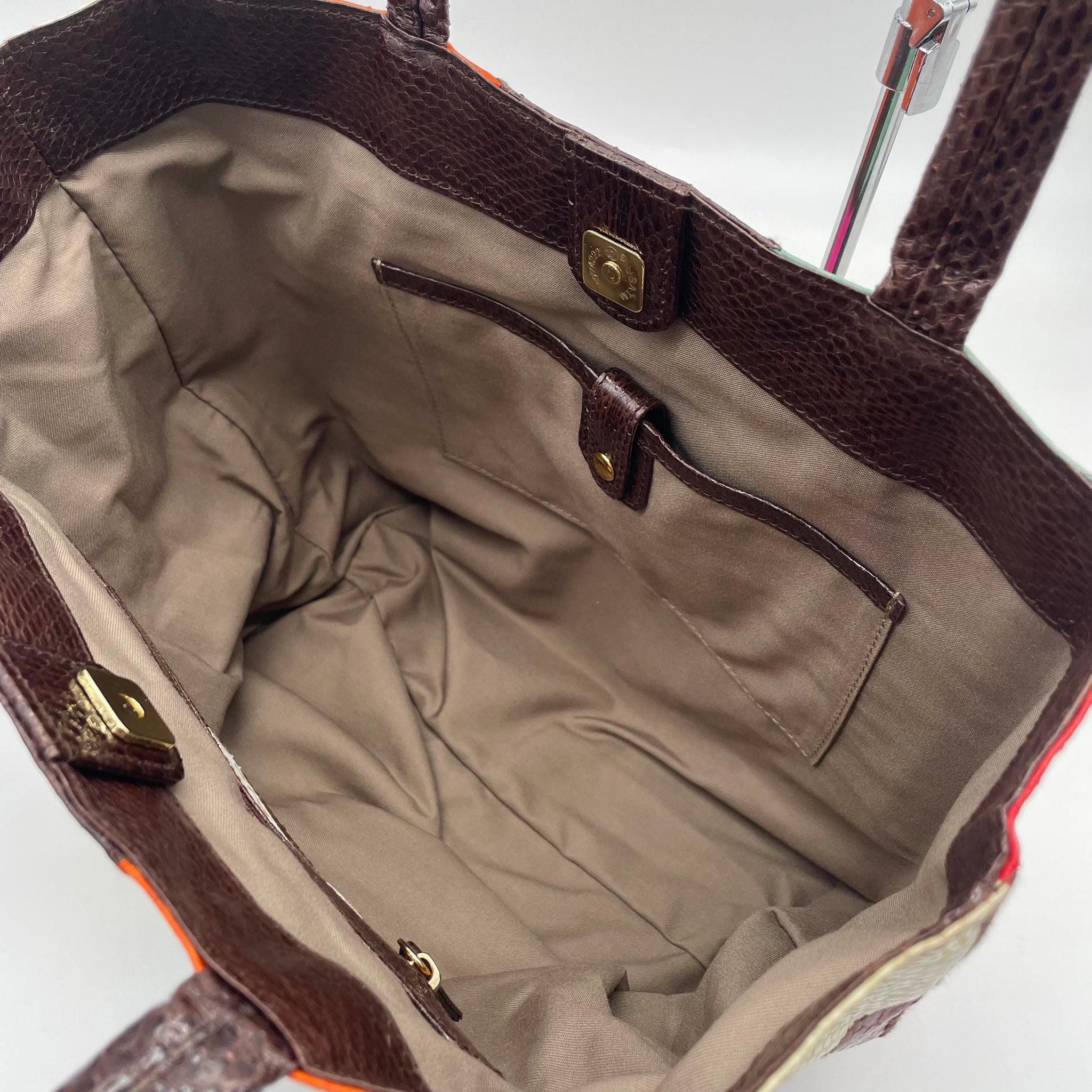 スネークレザーパッチワークトートバッグ – pliable tokyo